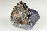 Purple Cubic Fluorite Crystals on Sphalerite - Elmwood Mine #191749-4